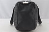 Authentic CHANEL Chocolate Bar Calf Skin CC Logo Hand Boston Bag Black 7335I