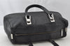 Authentic CHANEL Chocolate Bar Calf Skin CC Logo Hand Boston Bag Black 7335I