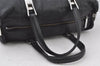 Authentic CHANEL Chocolate Bar Calf Skin CC Logo Hand Boston Bag Black 7335I