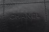 Authentic CHANEL Chocolate Bar Calf Skin CC Logo Hand Boston Bag Black 7335I