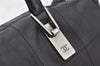 Authentic CHANEL Chocolate Bar Calf Skin CC Logo Hand Boston Bag Black 7335I