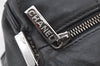 Authentic CHANEL Chocolate Bar Calf Skin CC Logo Hand Boston Bag Black 7335I