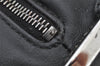 Authentic CHANEL Chocolate Bar Calf Skin CC Logo Hand Boston Bag Black 7335I