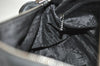 Authentic CHANEL Chocolate Bar Calf Skin CC Logo Hand Boston Bag Black 7335I