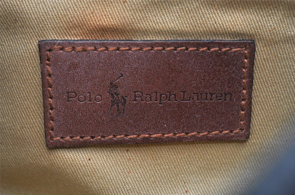 Authentic POLO Ralph Lauren Check PVC Leather Shoulder Cross Bag Green 7336K