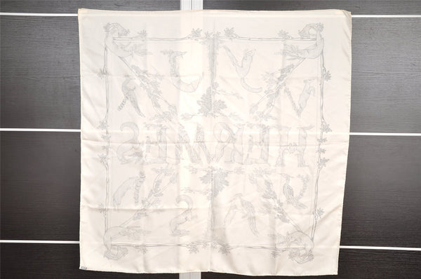 Authentic HERMES Carre 90 Scarf "Alphabet Ⅲ" Silk White 7340I