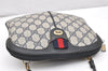 Authentic GUCCI Sherry Line Shoulder Bag GG PVC Leather Navy Blue Junk 7343K