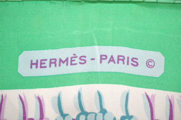 Authentic HERMES Carre 90 Scarf "MACRAME" Silk Green 7344I