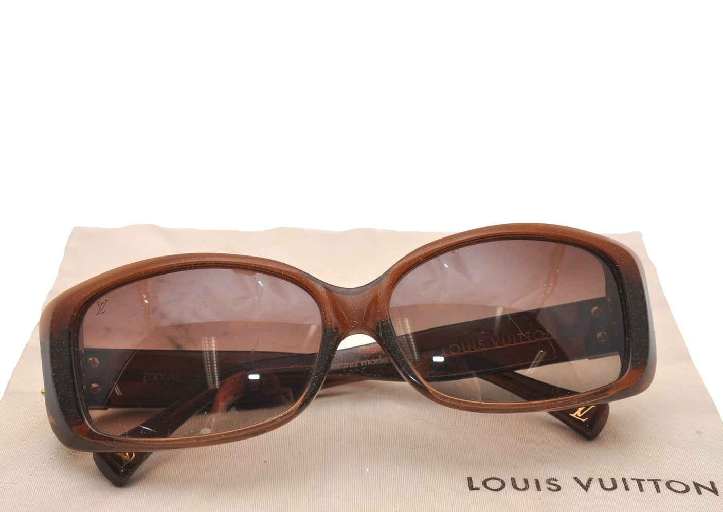 Authentic Louis Vuitton Soupcon GM Sunglasses Glitter Plastic Z0004E Brown 7346I