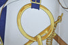 Authentic HERMES Carre 90 Scarf "Eperon d' or" Silk Blue 7347G