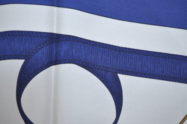 Authentic HERMES Carre 90 Scarf "Eperon d' or" Silk Blue 7347G