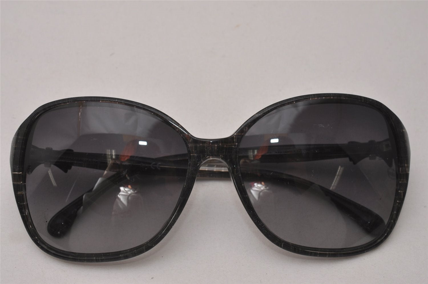 Authentic CHANEL Sunglasses CoCo Mark Ribbon Glitter Plastic 5205-A Black 7347I