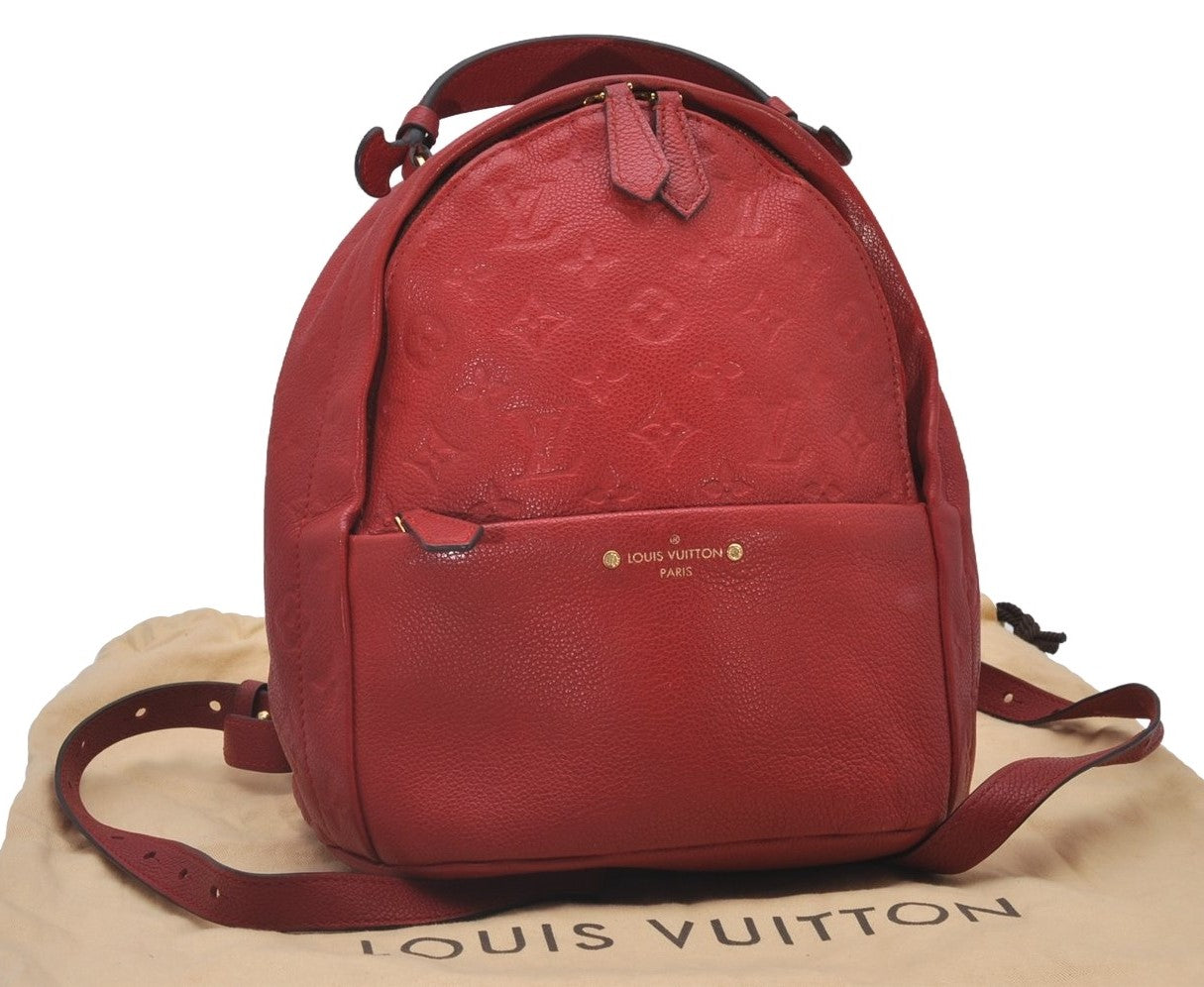 Authentic Louis Vuitton Monogram Empreinte Sorbonne Backpack Red M44015 LV 7349I