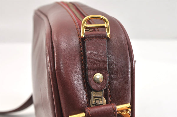 Authentic Cartier Must de Cartier Leather Shoulder Cross Bag Bordeaux Red 7351K