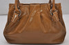 Authentic Salvatore Ferragamo Vintage Gancini Enamel Hand Bag Purse Brown 7352I