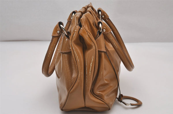 Authentic Salvatore Ferragamo Vintage Gancini Enamel Hand Bag Purse Brown 7352I
