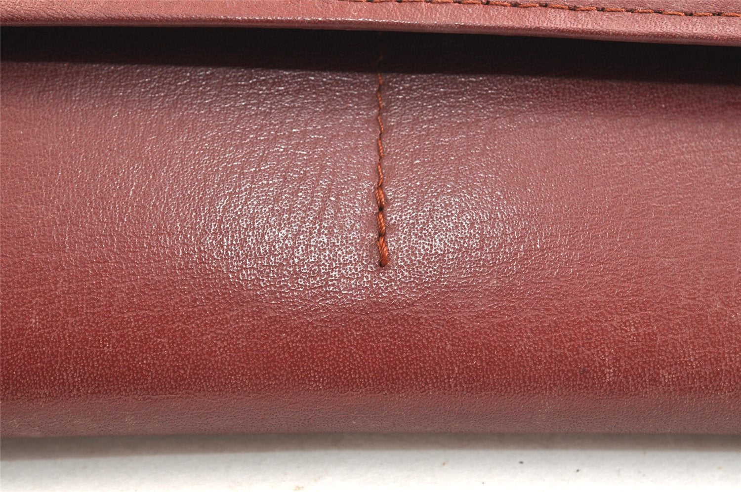 Authentic Cartier Must de Cartier Clutch Bag Purse Leather Bordeaux Red 7352K