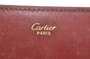 Authentic Cartier Must de Cartier Clutch Bag Purse Leather Bordeaux Red 7352K