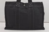 Authentic HERMES Deauville MM Vintage Hand Tote Bag Canvas Navy Black 7353I