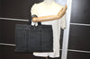 Authentic HERMES Deauville MM Vintage Hand Tote Bag Canvas Navy Black 7353I