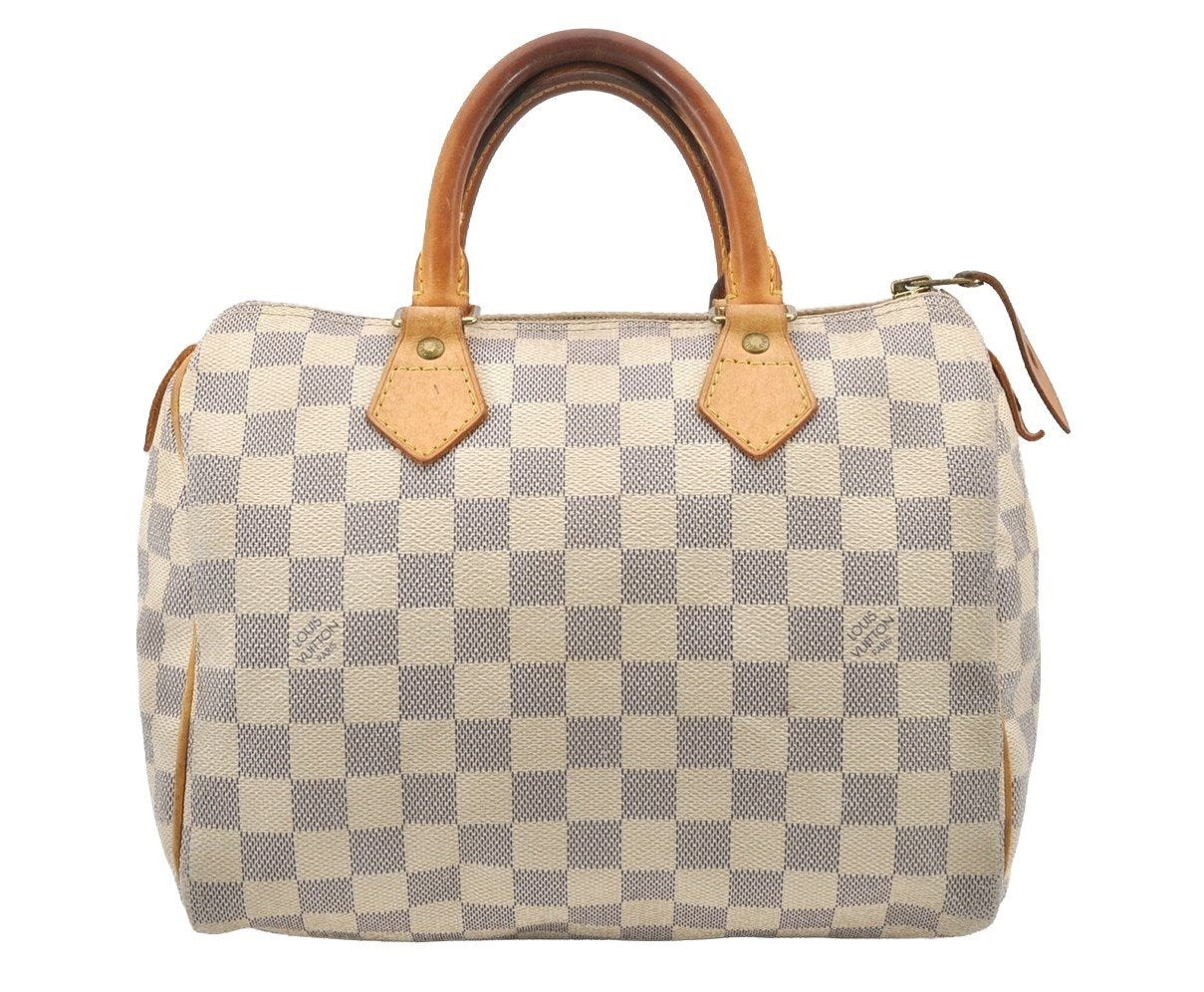 Authentic Louis Vuitton Damier Azur Speedy25 Hand Boston Bag N41534 LV 7356I