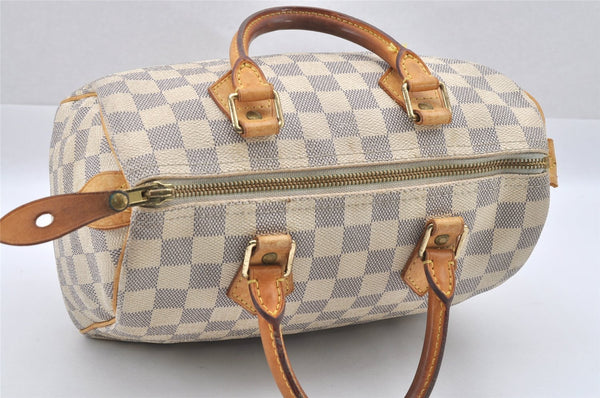 Authentic Louis Vuitton Damier Azur Speedy25 Hand Boston Bag N41534 LV 7356I