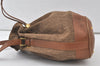 Authentic GUCCI Shoulder Drawstring Bag Purse Canvas Leather Brown Junk 7359K