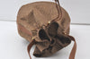 Authentic GUCCI Shoulder Drawstring Bag Purse Canvas Leather Brown Junk 7359K