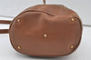 Authentic GUCCI Shoulder Drawstring Bag Purse Canvas Leather Brown Junk 7359K