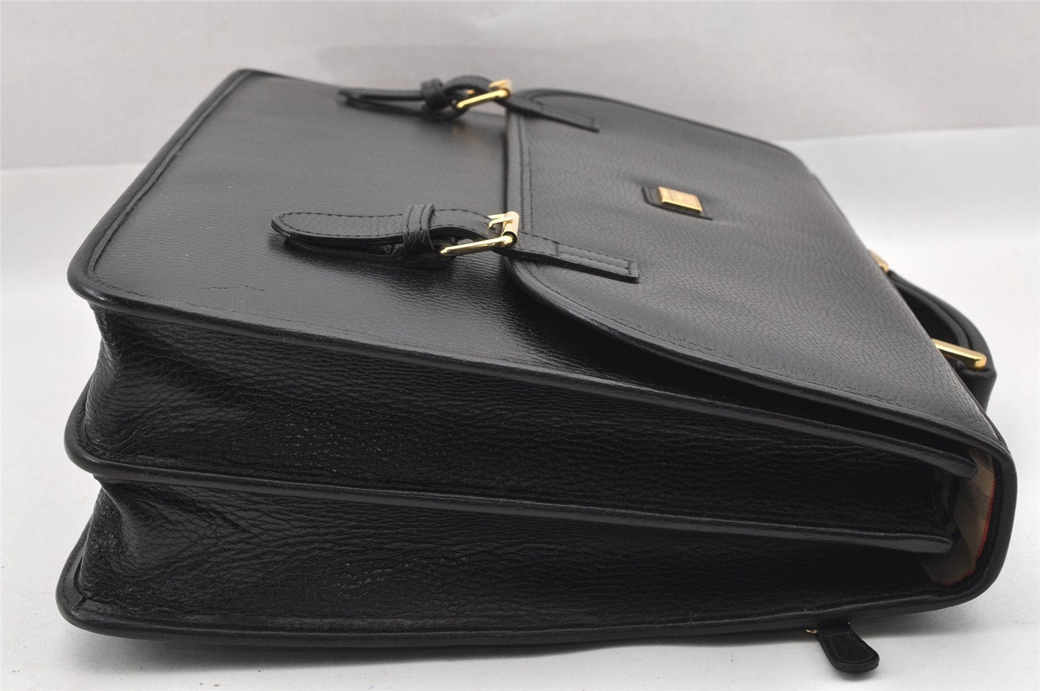 Authentic Burberrys Vintage Leather Business Hand Briefcase Black 7360I