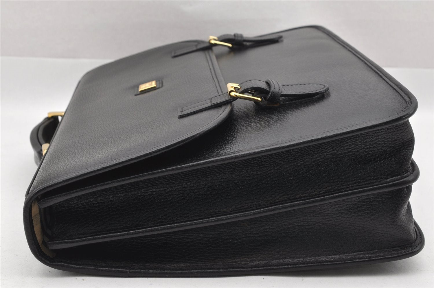 Authentic Burberrys Vintage Leather Business Hand Briefcase Black 7360I