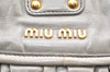 Authentic MIU MIU Matelasse Leather Shoulder Hand Bag Purse Light Green 7360K