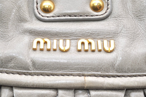 Authentic MIU MIU Matelasse Leather Shoulder Hand Bag Purse Light Green 7360K