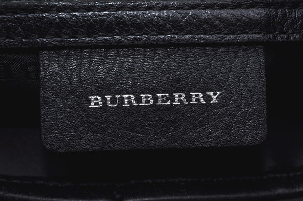 Authentic BURBERRY Nova Check Shoulder Cross Body Bag Nylon Leather Black 7363I