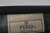 Authentic FENDI Pequin Clutch Hand Bag Purse PVC Leather Brown Black 7364I