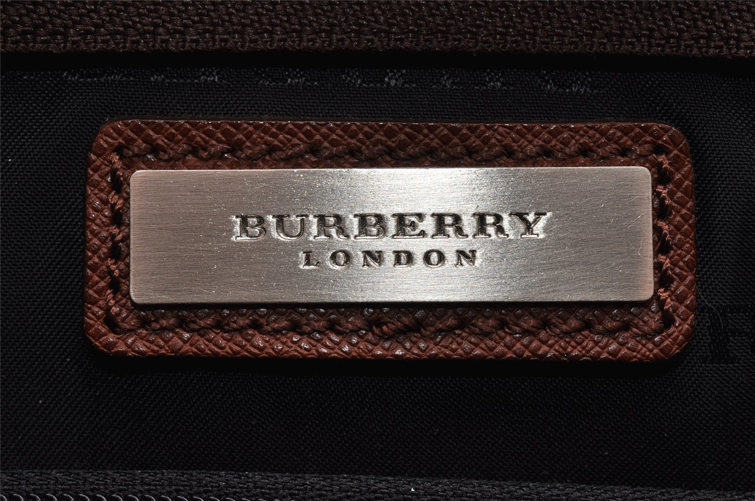 Authentic BURBERRY Vintage Leather Clutch Hand Bag Purse Brown 7365I