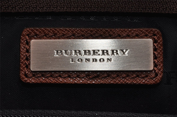 Authentic BURBERRY Vintage Leather Clutch Hand Bag Purse Brown 7365I