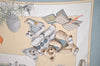 Authentic HERMES Carre 90 Scarf "CONFIDENTS DES COEURS" Silk Gray 7369I