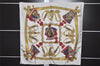 Authentic HERMES Carre 90 Scarf "GRAND UNIFORME" Silk White 7375K