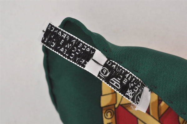 Authentic HERMES Carre 90 Scarf "FEUX DE ROUTE" Silk Green 7376K