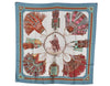 Authentic HERMES Carre 90 Scarf "CUIRS DU DESERT" Silk Blue Gray 7377K