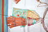 Authentic HERMES Carre 90 Scarf "CUIRS DU DESERT" Silk Blue Gray 7377K