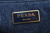 Authentic PRADA Vintage Canapa L Tote Hand Bag Denim Blue 7378I