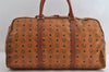 Authentic MCM Visetos Leather Vintage 2Way Travel Boston Bag Brown 7380I