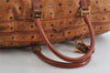 Authentic MCM Visetos Leather Vintage 2Way Travel Boston Bag Brown 7380I