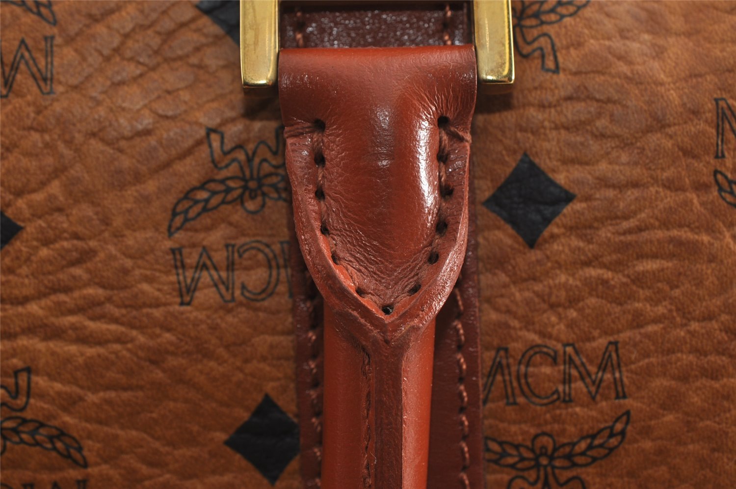 Authentic MCM Visetos Leather Vintage 2Way Travel Boston Bag Brown 7380I