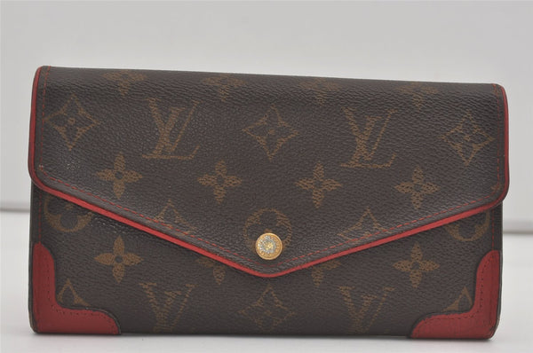 Authentic Louis Vuitton Monogram Portefeuille Sarah Retiro M61184 Wallet 7381I