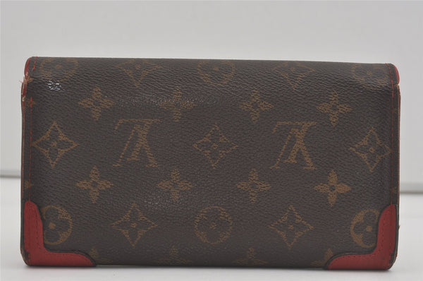 Authentic Louis Vuitton Monogram Portefeuille Sarah Retiro M61184 Wallet 7381I