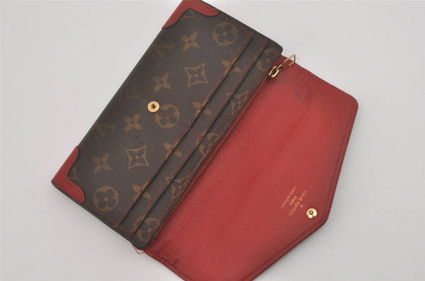 Authentic Louis Vuitton Monogram Portefeuille Sarah Retiro M61184 Wallet 7381I