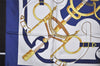 Authentic HERMES Carre 90 Scarf "Eperon d' or" Silk Navy 7381K